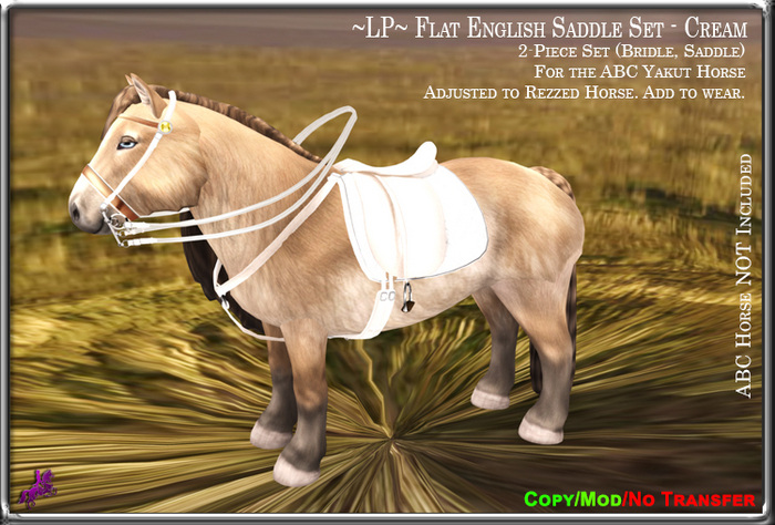 ~LP~ Flat English Saddle Set [BOXED] ABC Yakut Pony Cream