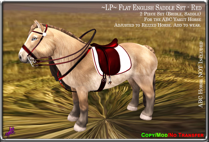 ~LP~ Flat English Saddle Set [BOXED] ABC Yakut Pony Red