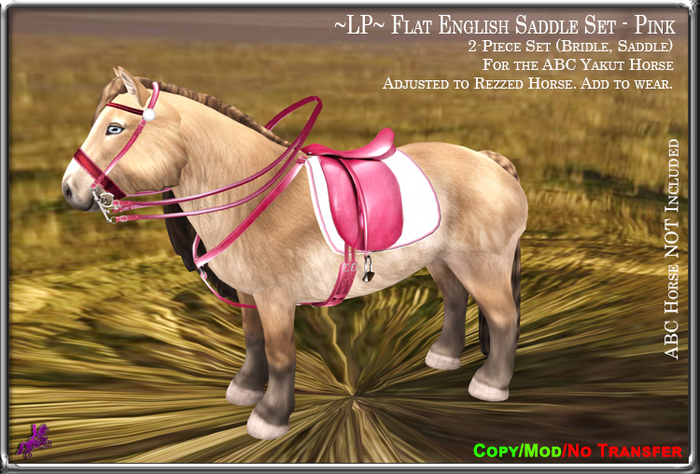~LP~ Flat English Saddle Set [BOXED] ABC Yakut Pony Pink