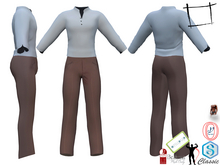 WC1142 Men's Standing Collar Shirt Pants Outfit