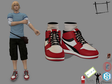 Full Perm Red White Sports Shoes With Socks Signature, Belleza Jake, Ocacin Gamit, Adin, Legacy Male Slink - NONE RIGGED