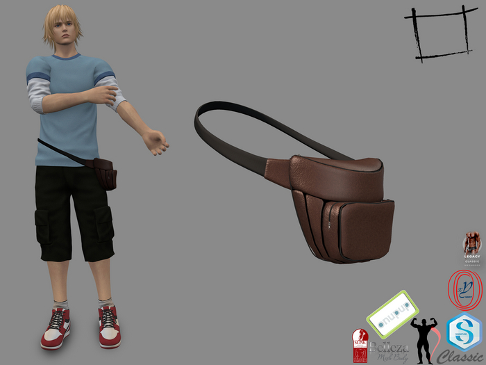 Full Perm Male Brown Leather Waist Bag Slink, Belleza Jake, Signature Gianni, Gamit, Onupup, Adin, Legacy Male