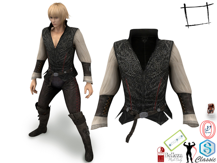 Full Perm Medieval Renaissance Peasant Palace Royal Man Costume Top Dress Slink, Jake, Gamit, Signature, Onupup, Legacy
