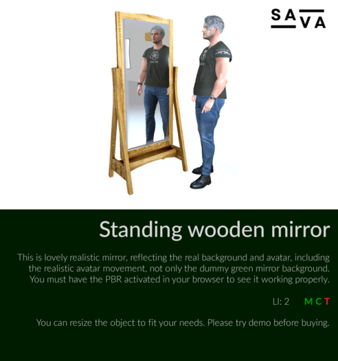 Standing Wooden Mirror – Rustic Elegance with Realistic Reflections