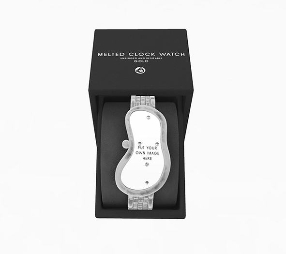 beary.// melted clock watch - silver 