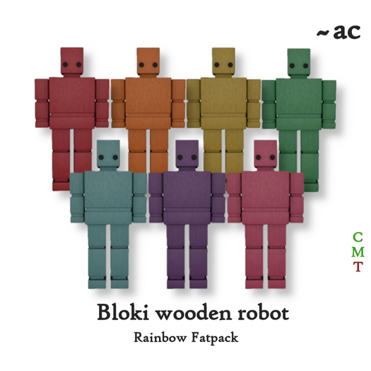 ~AC Bloki Wooden Robot decor - Rainbow FATPACK