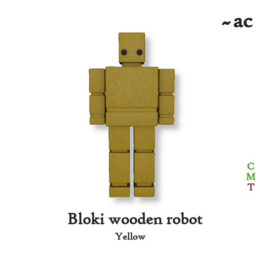 ~AC Bloki Wooden Robot decor - yellow