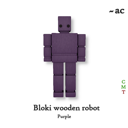 ~AC Bloki Wooden Robot decor - purple