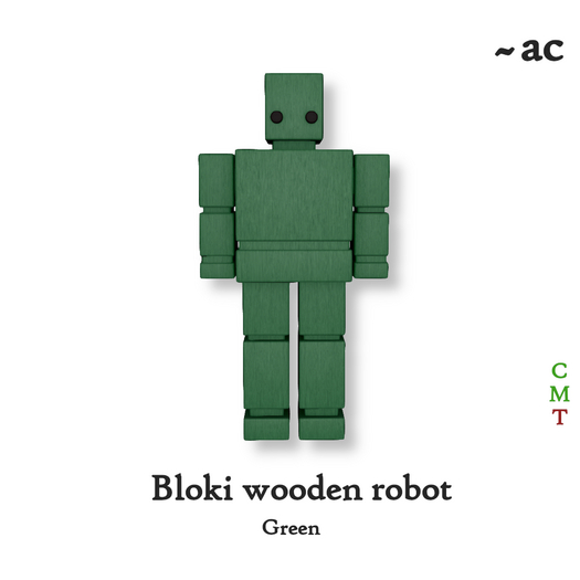~AC Bloki Wooden Robot decor - green
