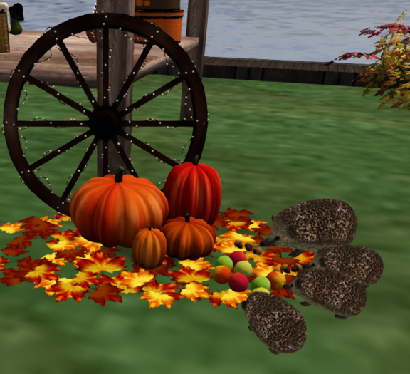 Autumn Scene 2022-1 with hedgehog family