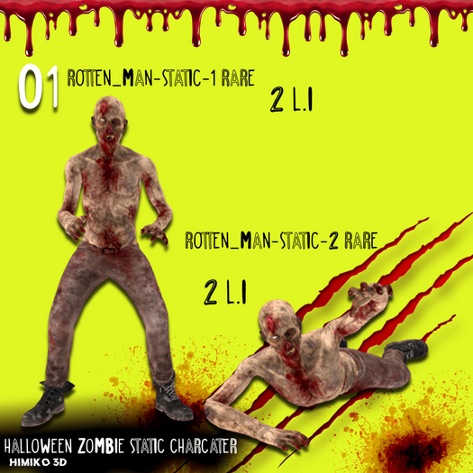 01-Himiko 3D Rotten_Man-Static RARE (Himiko 3D Halloween Zombie static charcater)