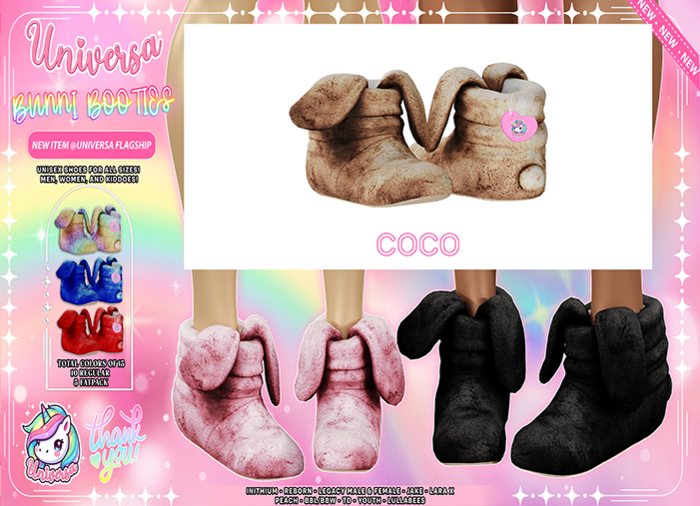 #UNIVERSA - Bunni Booties - COCO Inithium- Reborn- Legacy- Jake- LaraX- Peach- BBL/BBW- TD- Youth- Lullabees