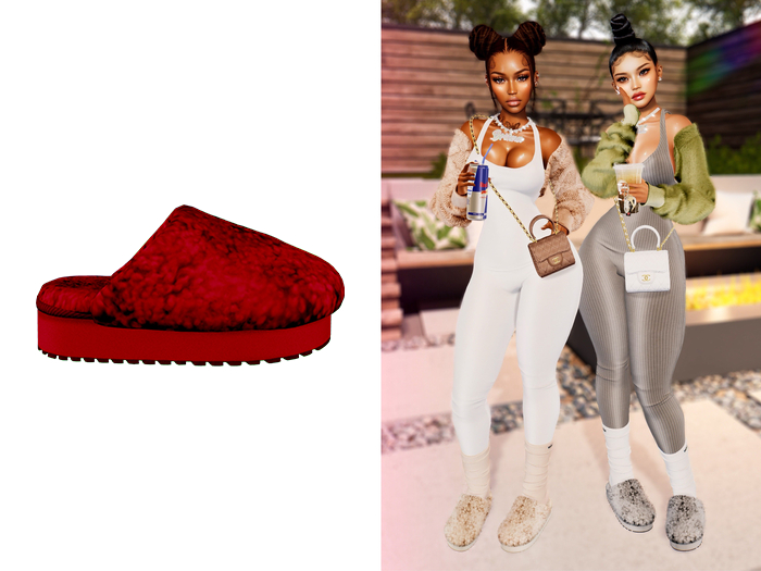 [Brior] Willow Fuzzy Slippers - (Red)