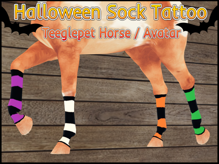 PGG: Teegle Horse Tattoo - Halloween striped sock