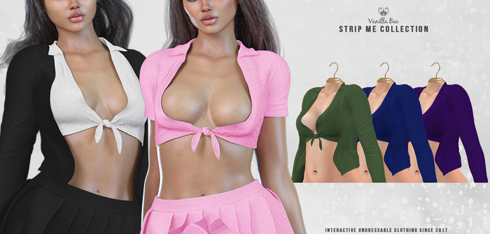 *Vanilla Bae* Britney Top & Cardigan - Dark 3 Pack - Strip Me Interactive - Maitreya / Legacy / Ebody Reborn / Waifu