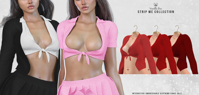 *Vanilla Bae* Britney Top & Cardigan - Red 3 Pack - Strip Me Interactive - Maitreya / Legacy / Ebody Reborn / Waifu