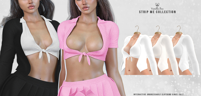*Vanilla Bae* Britney Top & Cardigan - White 3 Pack - Strip Me Interactive - Maitreya / Legacy / Ebody Reborn / Waifu
