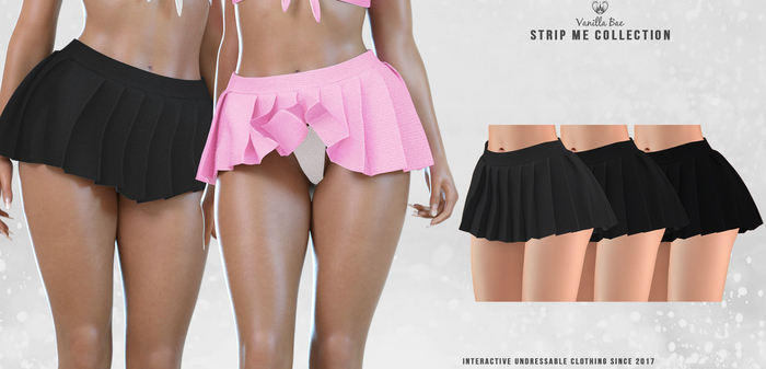 *Vanilla Bae* Britney Skirt & Panty  - Black 3 Pack - Strip Me Interactive - Maitreya / Legacy / Ebody Reborn
