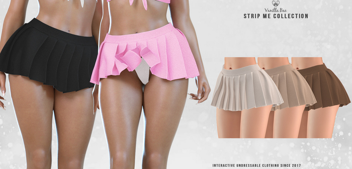 *Vanilla Bae* Britney Skirt & Panty  - Brown 3 Pack - Strip Me Interactive - Maitreya / Legacy / Ebody Reborn