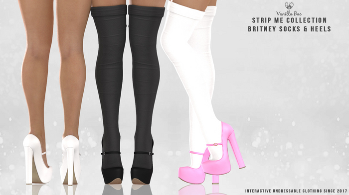 *Vanilla Bae* Britney Socks & Heels  - 24 Solid Color Fat Pack - Strip Me - Maitreya / Legacy / Ebody Reborn