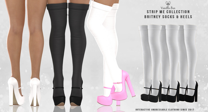 *Vanilla Bae* Britney Socks & Heels  - Black 3 Pack - Strip Me Interactive - Maitreya / Legacy / Ebody Reborn