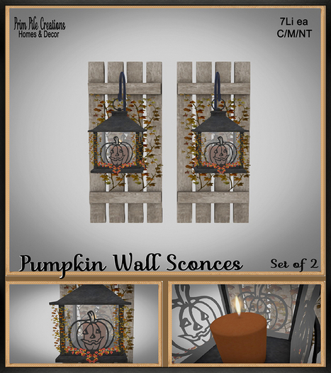 ~PPC~ Pumpkin Wall Sconce (Set of 2)  