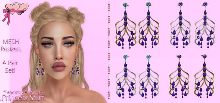 .Princess Stuff.[Teardrops Earrings] Royal Blue Set!