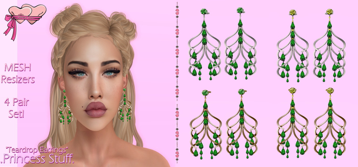 .Princess Stuff.[Teardrops Earrings] Kiwi Topas Set!