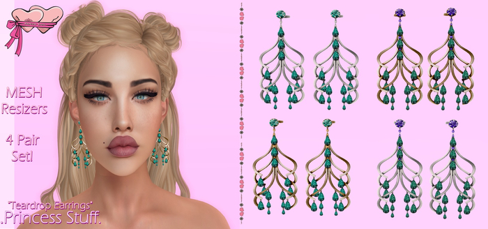 .Princess Stuff.[Teardrops Earrings] Deep Smaragd Set!