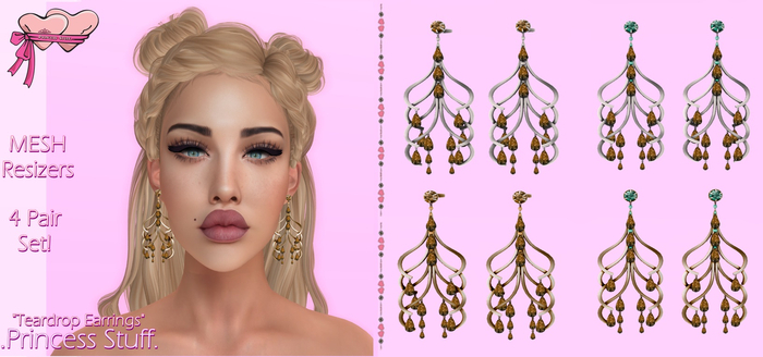 .Princess Stuff.[Teardrops Earrings] Bronze Set!