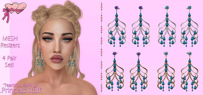 .Princess Stuff.[Teardrops Earrings] Blue Lagune Set!