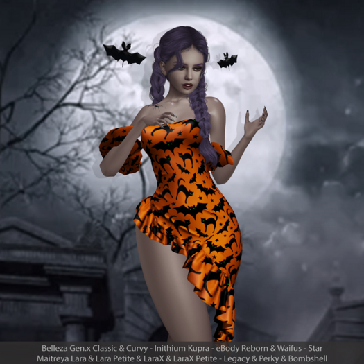 Ruffled Halloween Dress Black Cats & Bats