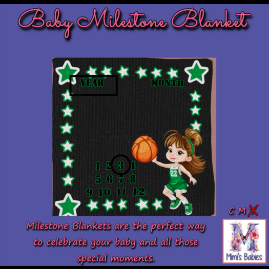 {M}  Bball Girl Milestone Blanket 