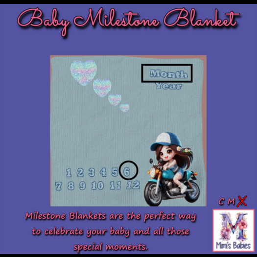 {M}Big Girl Bike Milestone Blanket 