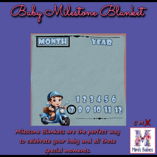 {M} Baby Biker Boy  Milestone Blanket 