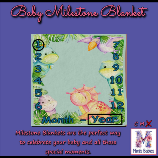 {M} Dino World Milestone Blanket