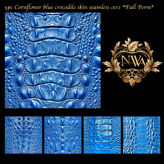 3D Crocodile skin Cornflower blue  seamless *Full Perm* 002