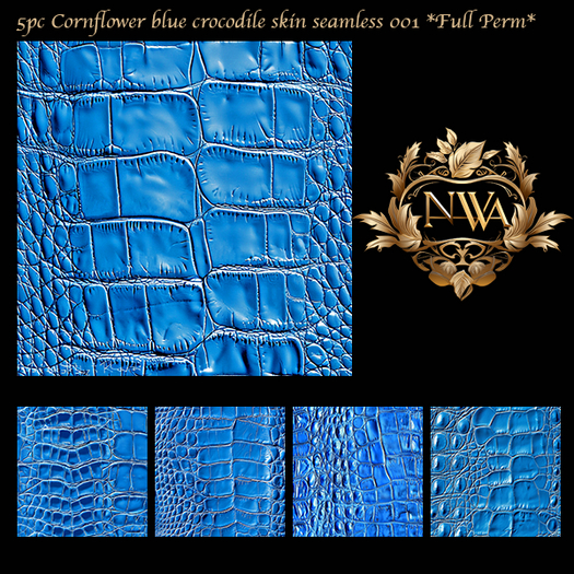 3D Crocodile skin Cornflower blue seamless *Full Perm* 001