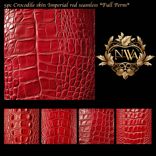 5pc Imperial red crocodile skin texture seamless *Full Perm*
