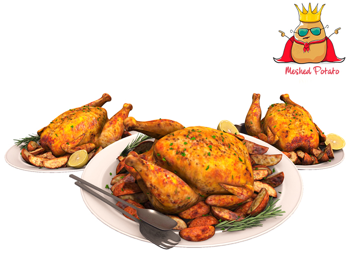 Meshed Potato - Roasted Chicken Plate  Full Perm Mesh (add)