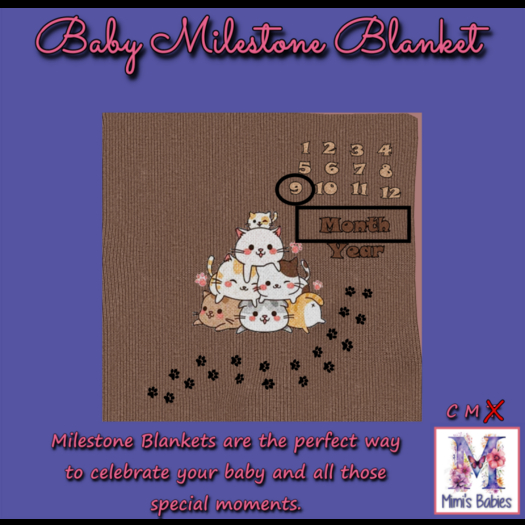 {M} Purrfect Baby Milestone Blanket 