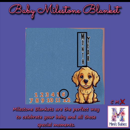 {M} Pretty Puppy Milestone Blanket 