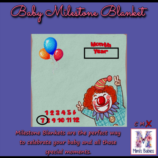 {M} Just Clowning Around Milestone Blanket 