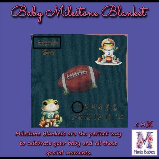 {M} Froggie Football Milestone Blanket 