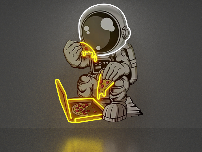 Astronaut with pizza Neon picture Full Permission