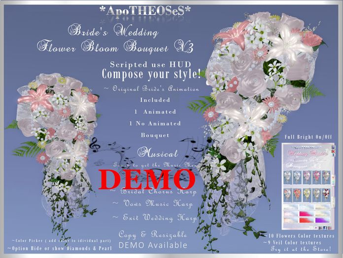 DEMO BRIDE 'S  WEDDING FLOWER BLOOM BOUQUET V3