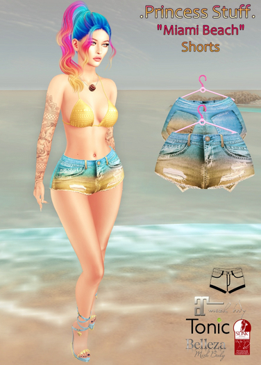 .Princess Stuff. [Miami Jeans Shorts] Sky and Sand
