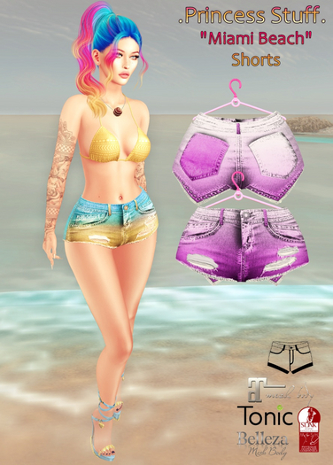 .Princess Stuff. [Miami Jeans Shorts] Silver in Pink