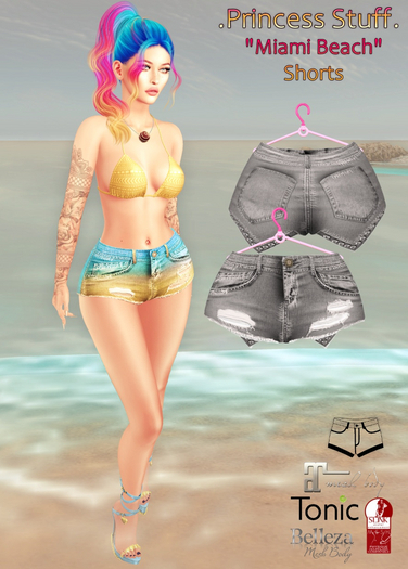 .Princess Stuff. [Miami Jeans Shorts] Grey Denim