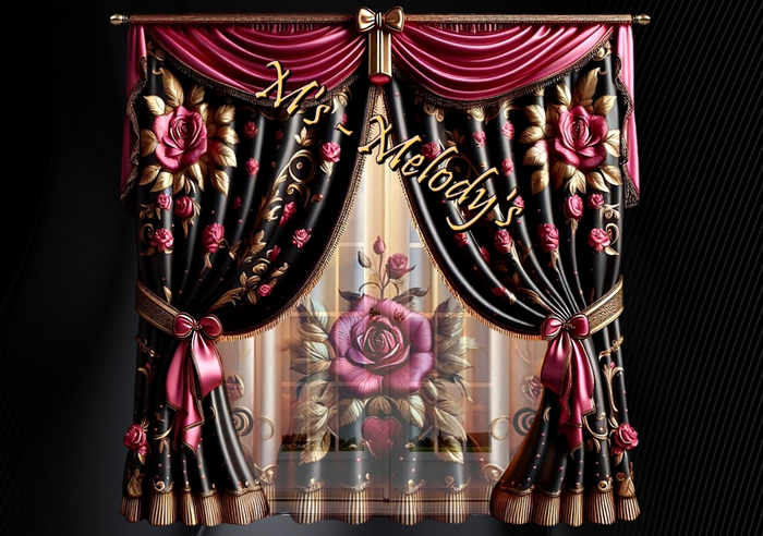 M's - Curtain - "Rose Night" /+ Curtain Transparent / 